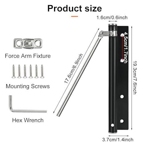 Serplex® Automatic Door Closer, Quiet Slow Closing Door, Adjustable Tension & Opening Limit, Stainless Steel Surface-Mounted Easy Door Closer, Universal Fit