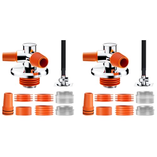 HASTHIP® Washing Machine Drainage Adaptor Plastic Triple Inlet Floor Drain Connector with Anti-Odor Gravity-Control Valve Multi Interchangeable Adapters Anti Clogging Pests for Kitchen Sink 2PCS