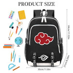 PALAY® School Backpack Stylish Akatsuki Icon School Backpack Large Capacity School Laptop Backpack for 14 Inches Laptop Travel Backpack with USB Cable Port Gift Backpack for High School Students