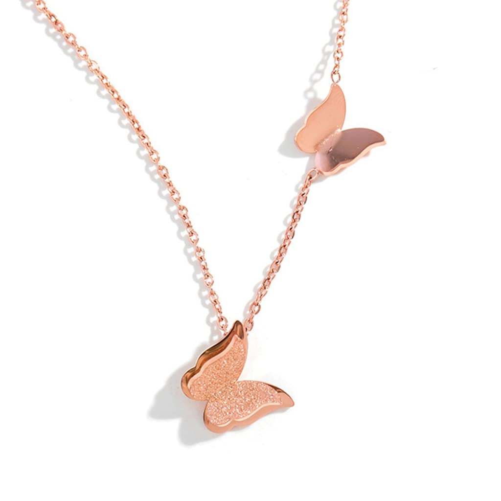Venzina Necklace for Women featuring 16–18 in Adjustable Thin Chain Butterfly Pendant | Rose Gold Alloy Gift for Girls