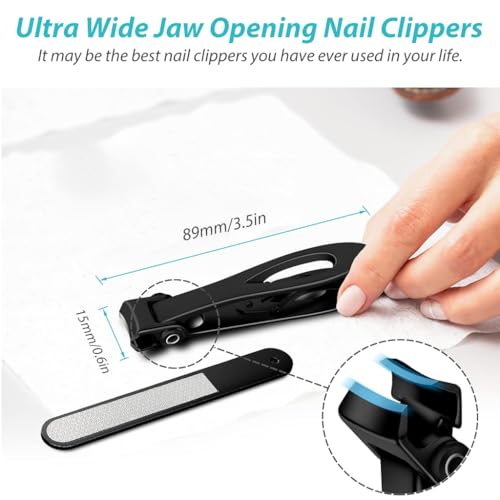 ZIBUYU® Nail Cutter Wide Jaw Opening Nail Clippers for Thick Nails Set for Adults Big Small Toe Clippers for Men Women Stainless Steel 3PCS
