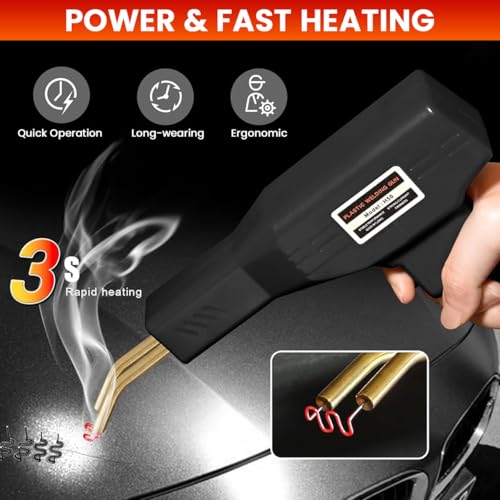 Serplex® 50W Plastic Welder Welding Machine Hot Stapler Gun Car Bumper Repair Kit with Staples Portable Toolbox for Bumper Kayak Plastic Product Repairs 2PCS