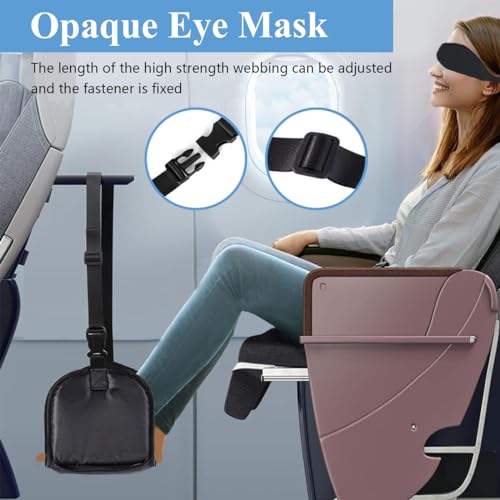 HASTHIP® Airplane Footrest Hanging Travel Foot Rest with Ear Plugs & Eye Mask, Airplane Travel Accessories, Foot Hammock Portable Plane Leg Rest, Provides Relaxation and Comfortable for Long Flight