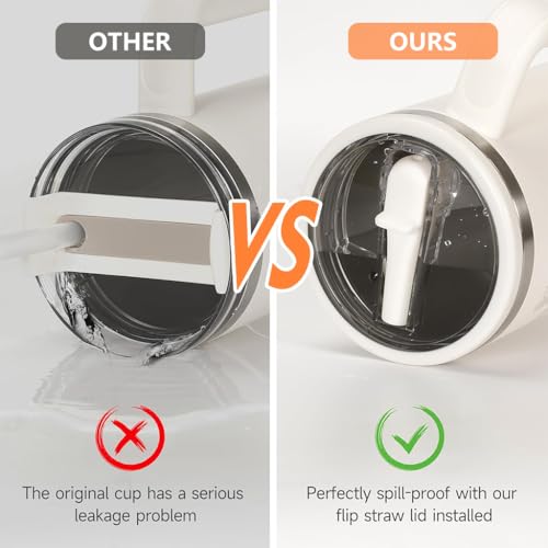 HASTHIP® 6PCS Lids for Stanley Cup Creative Folding Straw Leaking Proof Seal Tight Fashion Transparent Universal Replacement for 40oz White Green