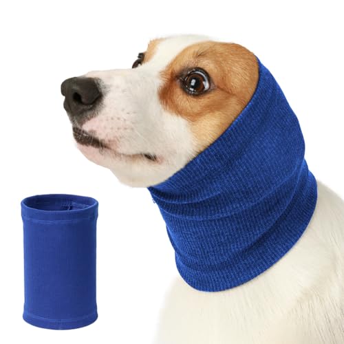 Qpets® Dog Headgear, Dog Hoodie Head Cover, Winter Comforting Warm Wrap Ear Dog Neck Scarf, Post-Surgical Ear Care Soothing Headband Prevent Thunder/Prevent Scare (M)