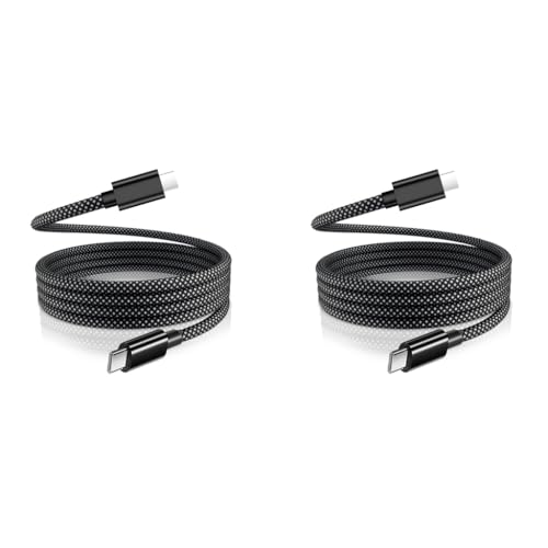 Verilux® 3.3Ft Type C to Type C Cable 100W Fast Magnetic Charging 480Mbps Data Transfer Nylon Braided for iPhone 16 Plus Pro Max 15 Galaxy S24 S23 MacBook 2 PCS