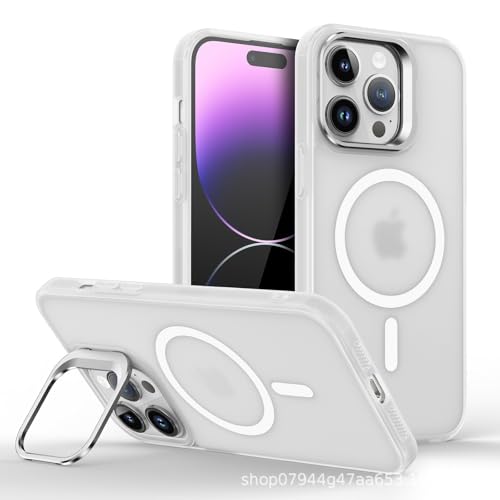 ZORBES Phone Case for Phone 16 Pro Max Sleek White TPU Matte Phone Case with Lanyard 2 in 1 Magnetic Lens Protector Frame Design, Magnetic Phone Case for Mag safe Support Wireless Charging