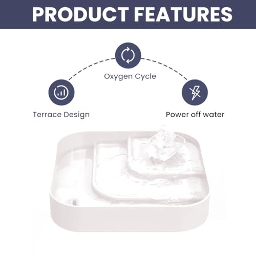 ZIBUYU® Cat Water Fountain Electric Quiet 2.2L Dog Water Dispenser, Automatic Cycle Multiple Filtering Frosted Healthy & Hygienic Drinking Bowl for Cats, Dogs, Multiple Pets