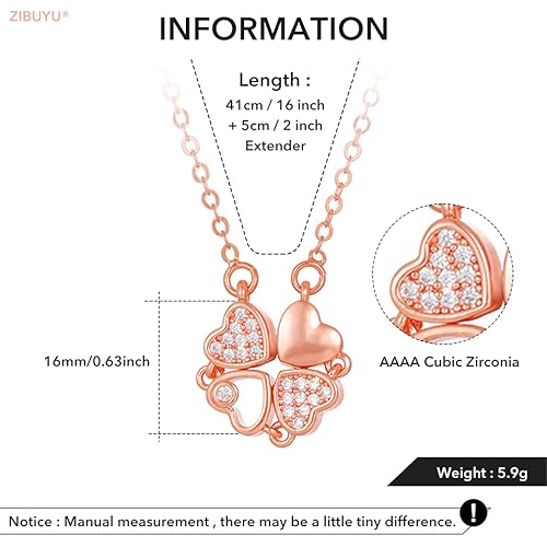 ZIBUYU Heart Necklace for Girls Silver Alloy Four Leaf Clover Necklace for Women Transformable Pendant Jewelry for Women and Girls Pendant for Gift Girlfriend & Birthday - 1