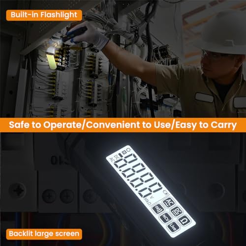 Serplex® Digital Multimeter Non Contact Voltage Tester Meter 4000 Count AC/DC Voltage Tester Current Meter Non-Contact Voltmeter Sensor Live Wire Detection Resistance Battery NOT INCLUDED X2