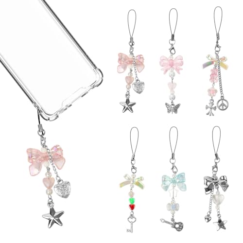 ZORBES® 6Pcs Cute Phone Charms for Girls, Sweetly Stylish Phone Chain Accessories Mobile Charms for Women Phone Accessories for Girls, Fashion Cute Charmes Aesthetic Charms, Phone & Bag Decoration