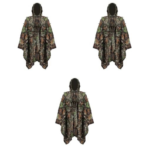 Proberos® Ghillie Suit Camouflage Accessories 3D Leaf Woodland Poncho Hunting Clothing for Bird Watching Military Training Outdoor Photography 3 PCS