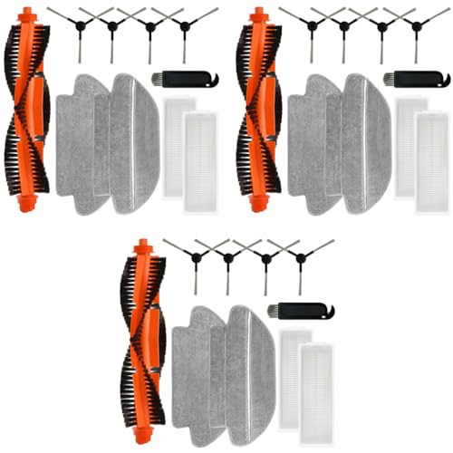 Verilux® Sweeping Robot Accessories Set Compatible for Vacuum S10 Replacement Spare Parts Main Side Brush Filter Mop Cloth 3PCS