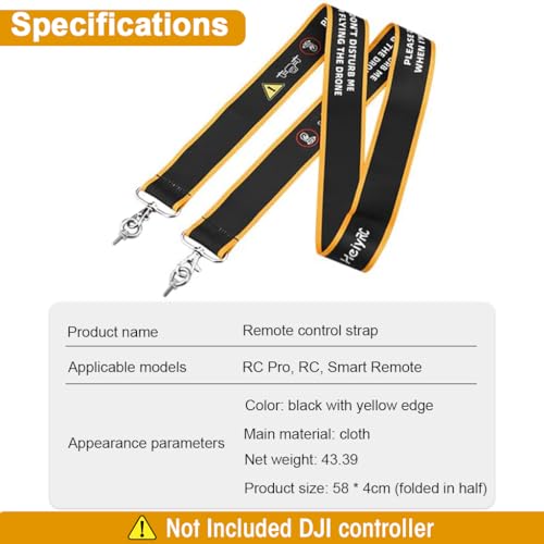 ZORBES® Neck Strap for Controller for DJI Mini 3 Pro Mini 4 Air 3 2S Mavic 22.8 inches Detachable with Attachment Rings Classic 2PCS
