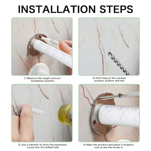 HANNEA® Elderly Disabled Commode Medical Accessories Safety Hand Railing Guard Frame Shower Assist-White