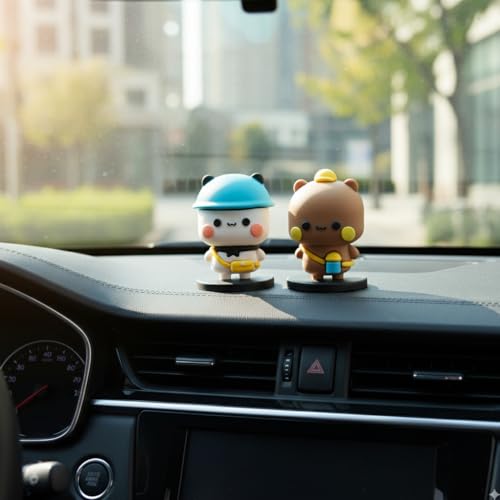 STHIRA® 2 PCS Bubu and Dudu Bears Car Dashboard Decorations, Cute Cartoon Statue Bears Panda Figurine Office Desk Decor for Decor Accessories Tabletop Ornaments Gifts