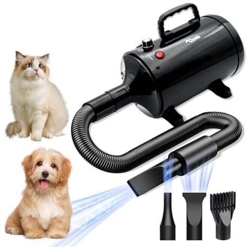 Qpets® Dog Dryer for Pet Hair Dryer for Dogs 5.2HP/3800W Pet Grooming Dryer Adjustable Speed with Three Nozzle Quick Dry Pet Hair Dryer