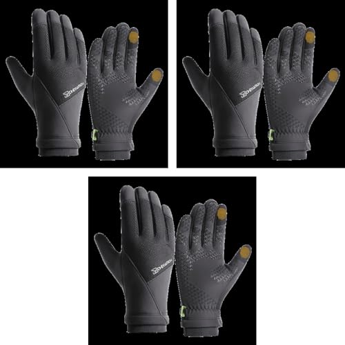 GUSTAVE® Winter Gloves for Men Ski Thermal Fleece Lined Touchscreen Compatible Anti Slip Silicone Grip Waterproof Windproof Snow Cycling Running Sports XL 3PCS