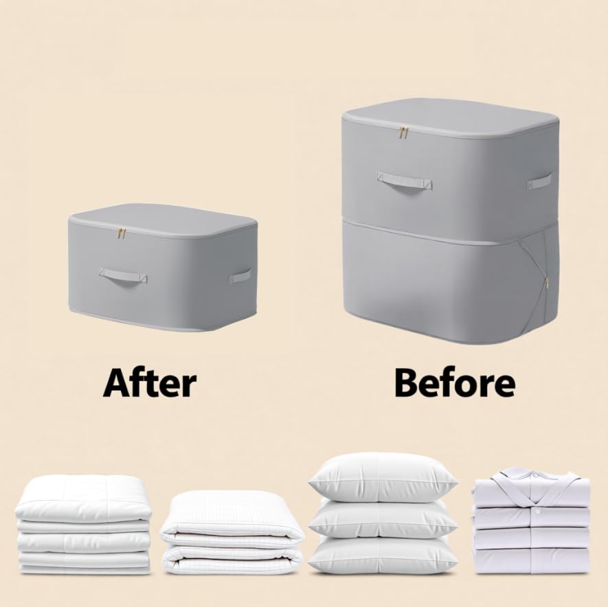 ZIBUYU Self Compression Organizer Bag for Home and Travel with Reinforced Fabric | Space Saving Design