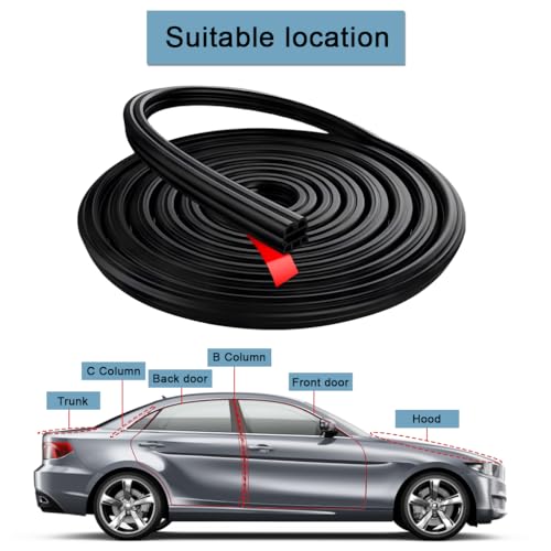 STHIRA® 16.4Ft Car Door Seal Strip Weather Stripping Car Rubber Seal Cuttable Door Edge Weather Strip Automotive Soundproof Door Trim Seal Universal Door Edge Rubber Trim for SUV, Van, Pickup Trunks