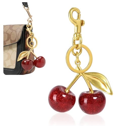 ZIBUYU® Cherry Bag Charm, Cherry Keychain Accessory Purse Charm