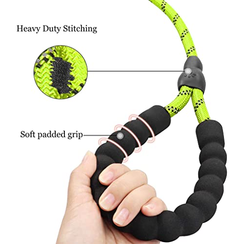 Qpets® 1.7M Dog Training Leash Durable Light Reflecting Adjustable Anti-Strain Braided Rope for Small Medium Large Dogs Green 5Feet 2PCS