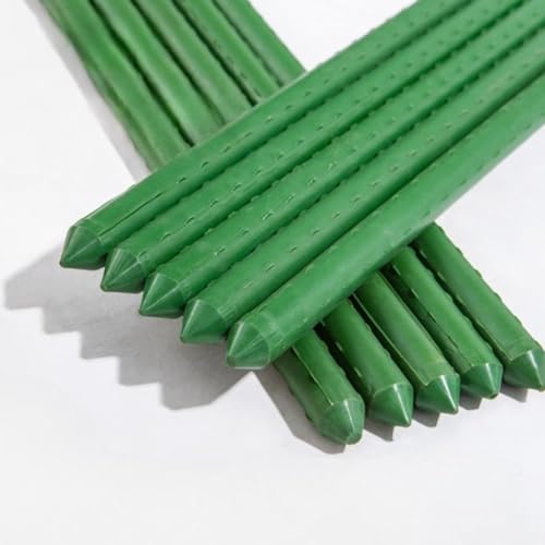 HASTHIP® 8Pcs Plant Support Stakes - 120cm Long x 8mm Diameter Green Garden Stakes, Rust-Resistant Plant Rods for Climbing Plants, Vegetables, Flowers, and Tomato Cages