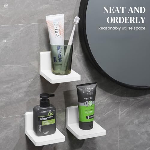 HASTHIP® 4PCS Wall Mount Camera Shelf Small Holder No Drill Self Adhesive Universal Floating for Security Cameras Speakers Wireless White