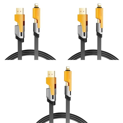 Verilux® 4 In 1 USB to Type C Cable 3.3Ft PD 65W Fast Charging Data Transfer Support Thunderbolt Light-ning Type A Equipment for iPhone 16 15 Galaxy S25 S24 MacBook iPad 3 PCS