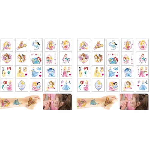 MAYCREATE® 20 Sheets Princess Temporary Tattoos for Kids Dreamy Mermaid Themed Waterproof Colorful Tattoo Stickers for Party Fun Festival 40 PCS