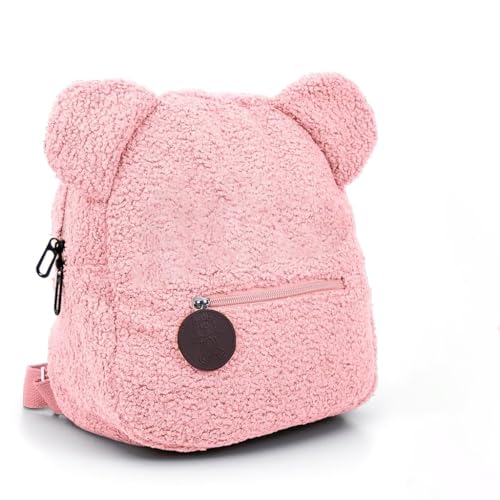 PALAY Girls Backpack Cute Pink Bear Plush Backpack Kawaii Casual Bag for Girls Travel Backpack Day Pack Birthday Christmas Gift for Girls, 28x27x13cm