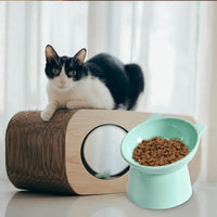 Qpets® Cat Feeding Bowl Elevated Feeding Bowl for Cat Round Cat Food Bowl Scientific 15-Degree Tilted Cat Food Bowl, Prevent Tipping Over Durable Plastic Cat Feeding Bowl (5.31inch Diameter)