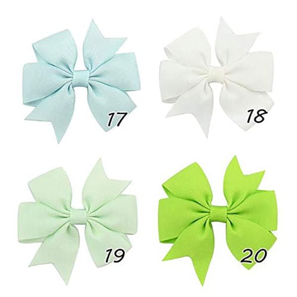 SNOWIE SOFT  20 Pcs Hair Bows for Kids Girls 3 Inch Grosgrain Ribbon Baby Girls Bow Hair Clips Alligator Hair Barrettes Hair Accessories for Infants Toddlers Kids Teens