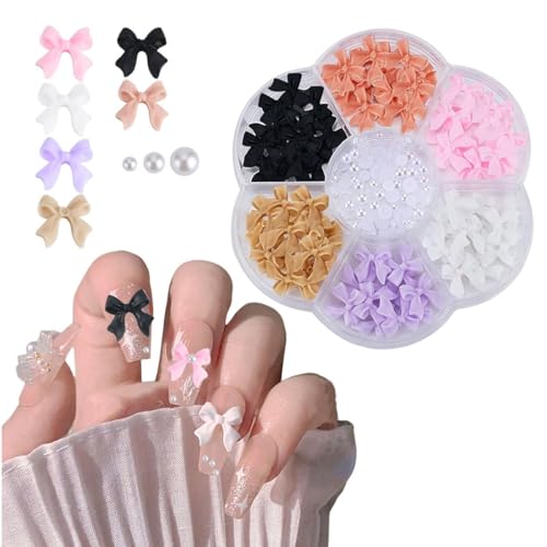 HASTHIP® 3 D Flower Acrylic Decals for Nail Charms Art,DIY Manicure Salon Accessories for Women & Girls, 400 Pcs Resin Flower Decals with Golden Beads