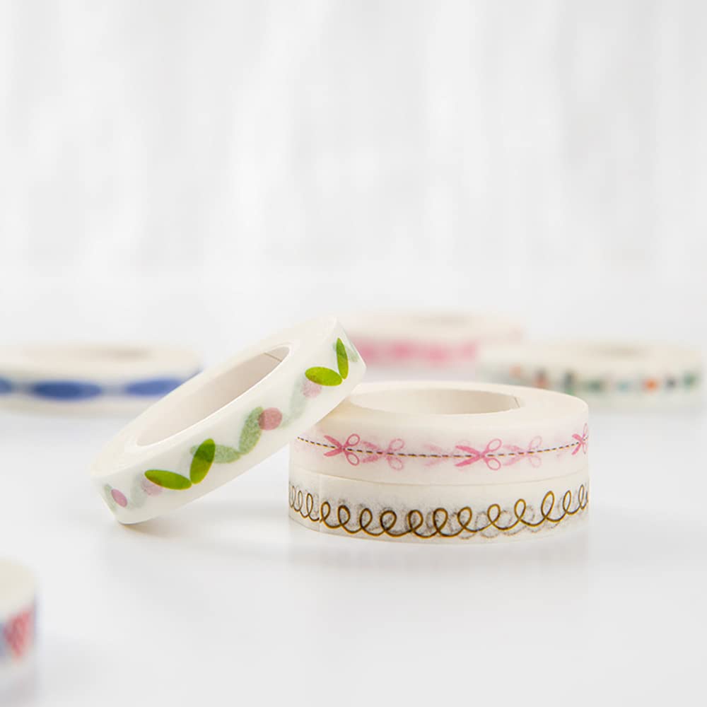 HASTHIP Flower Washi Tape for Scrapbooking and Crafts with 10 Pieces 8mm Width | 10m Roll