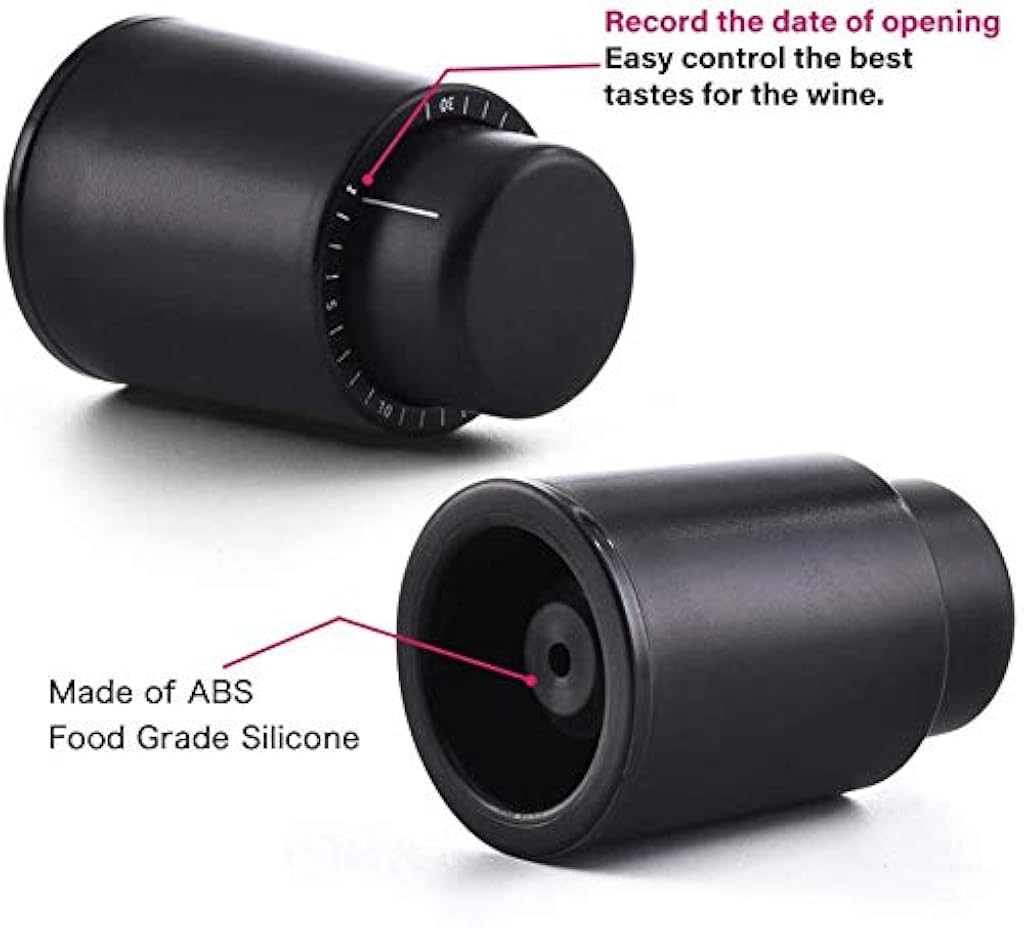 HASTHIP® 2 PCS Vacuum Wine Bottle Stopper with Date Record Vacuum Champagne Stoppers Reusable Preserver Saver Corks Keep Fresh Gifts for Lovers Christmas Birthday