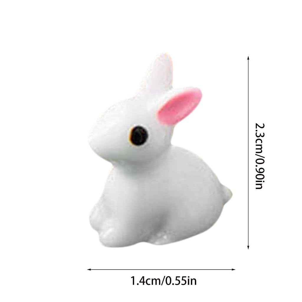Zibuyu Rabbit Miniature Figurines for Garden and Dollhouse Decoration with Secure Pins | 20-Pack Hand-Painted Resin