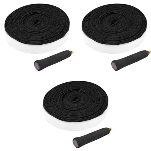 Proberos® Badminton Towel Grip Tape 10 Meters Super Anti-Skid Absorb Sweat Self-Adhesive Racket Handle Support Overgrip Replacement Sweat Absorbing Black 3PCS