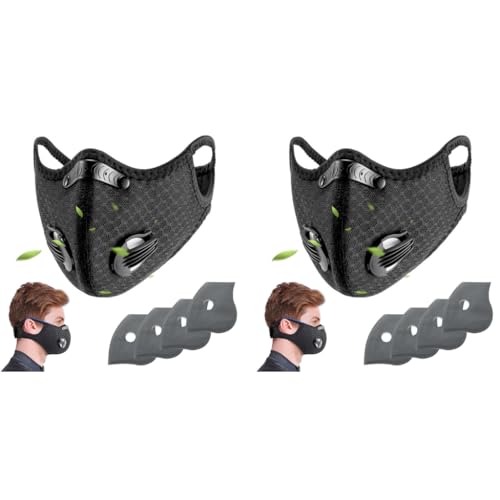 Serplex® Windproof Sports Face Mask Reusable Washable with 4 Filters Adjustable Back Closure for Men Women Breathable Mesh for Cycling Motorcycle Outdoor Winter Activities 2PCS