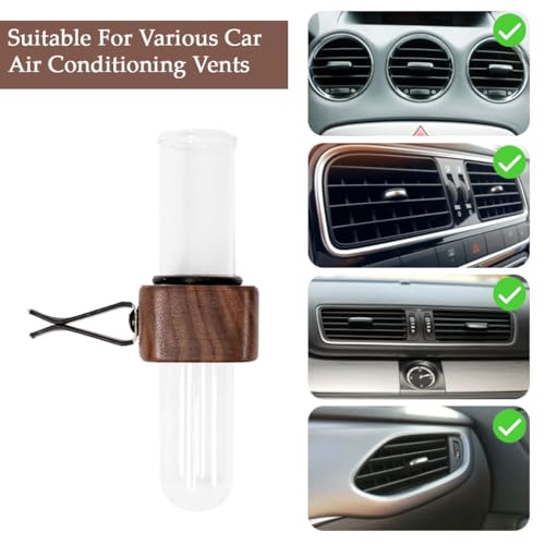 STHIRA® Car Flower Tube Vase, Air Vent Hydroponics Tube, Wooden Bracket with Back Clip, Decorative Dried Flower PC Vase Car Ornament, Pack of 2