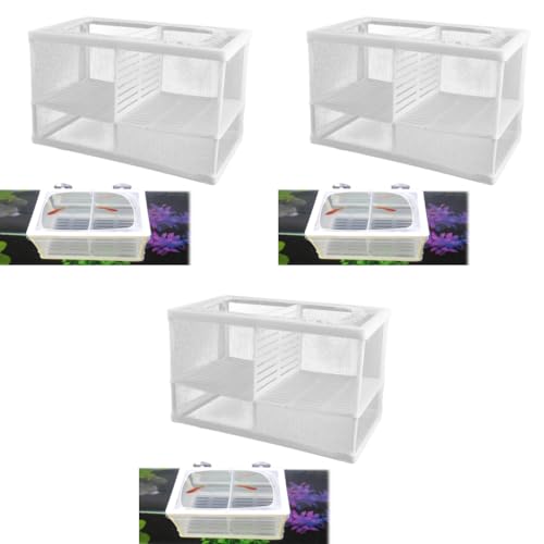 Qpets® Aquarium Fish Breeding Box in-Tank Floating with Suction Cups Small Nylon Mesh Quarantine Tank Insert Panels Plastic 16x15x15.5cm 3PCS