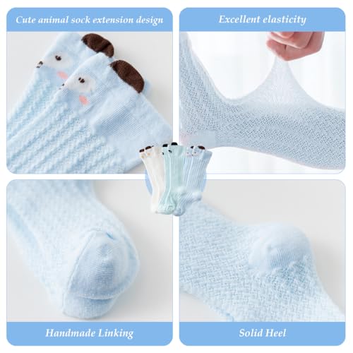 SNOWIE SOFT® 3 Pairs Baby Girls Stocking Polyester Cotton Mesh Socks Knee High Breathable Summer Cartoon Gift 1-3 Years Old 2PCS