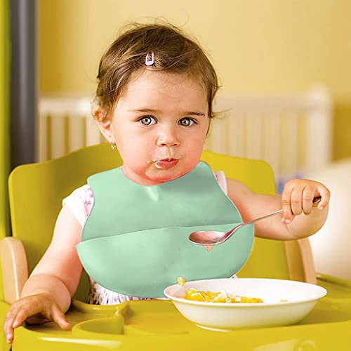 SNOWIE SOFT® 7Pcs Silicone Plates for Babies Silicone Baby Feeding Set, Baby Food Bowl, Suction Plates with Lid, Snackcup, Cup, Adjustable Baby Bib, Spoon, Fork, BPA-Free Dishwasher & Microwave Safe