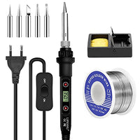 Serplex® AC Soldering Iron Kit With 5 Different Soldering Tips & 1 Roll Solder Wire, 80W/220V Temperature Adjustable Soldering Iron With Digital Display Screen, Temperature Range 200-500°C