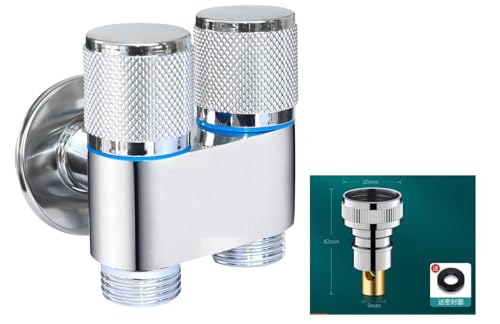 HASTHIP® Household stainless steel toilet with one in two out dual control faucet, pressure boosting spray gun, and dual-purpose angle valve accessories - equipped with one 4-point water stop valve