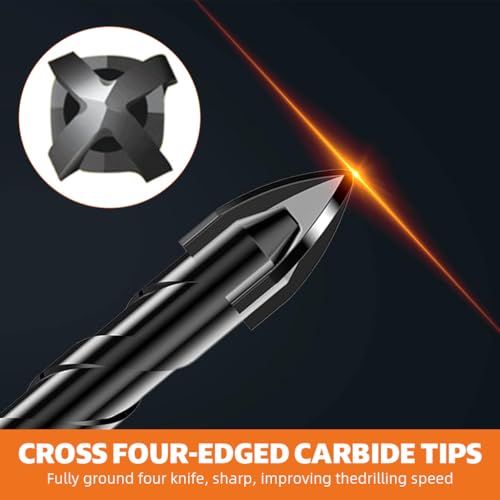 Serplex® 6PCS Drill Bit Set 6mm-12mm Masonry Tungsten Carbide Universal Hex Shank for Power Tool Electric Rotary Tile Brick Cement Concrete Glass