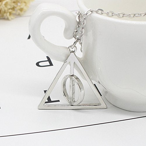 Zibuyu Deathly Hallows Rotatable Necklace for Men and Women with 3.5 x 3.2 cm Pendant | Hypoallergenic Alloy Build and Magic-Inspired Design