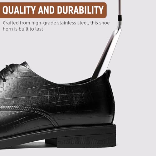 HASTHIP® Shoe Horn Long Handle Metal Adjustable Length Telescopic 16-38 Inch Portable For Seniors Men Women Kids 3PCS