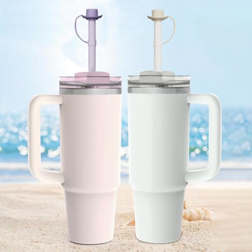 HASTHIP® 6PCS Silicone Straws with Caps Replacement 12 Inch Long Reusable Compatible Stanley 40 30 oz Cup Tumbler Stocking Stuffers Adults Men Women Teens Gifts