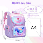 PALAY® School Backpack for Girls, Mermaid Cartoon School Backpack Large Capacity Girls Backpack for School, Travel, Camping, Burden-relief School Backpack for Kids 6-12 Years Old